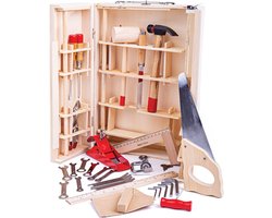 BigJigs Gereedschapskist - Speelgoed gereedschap - Hout - 28-delig