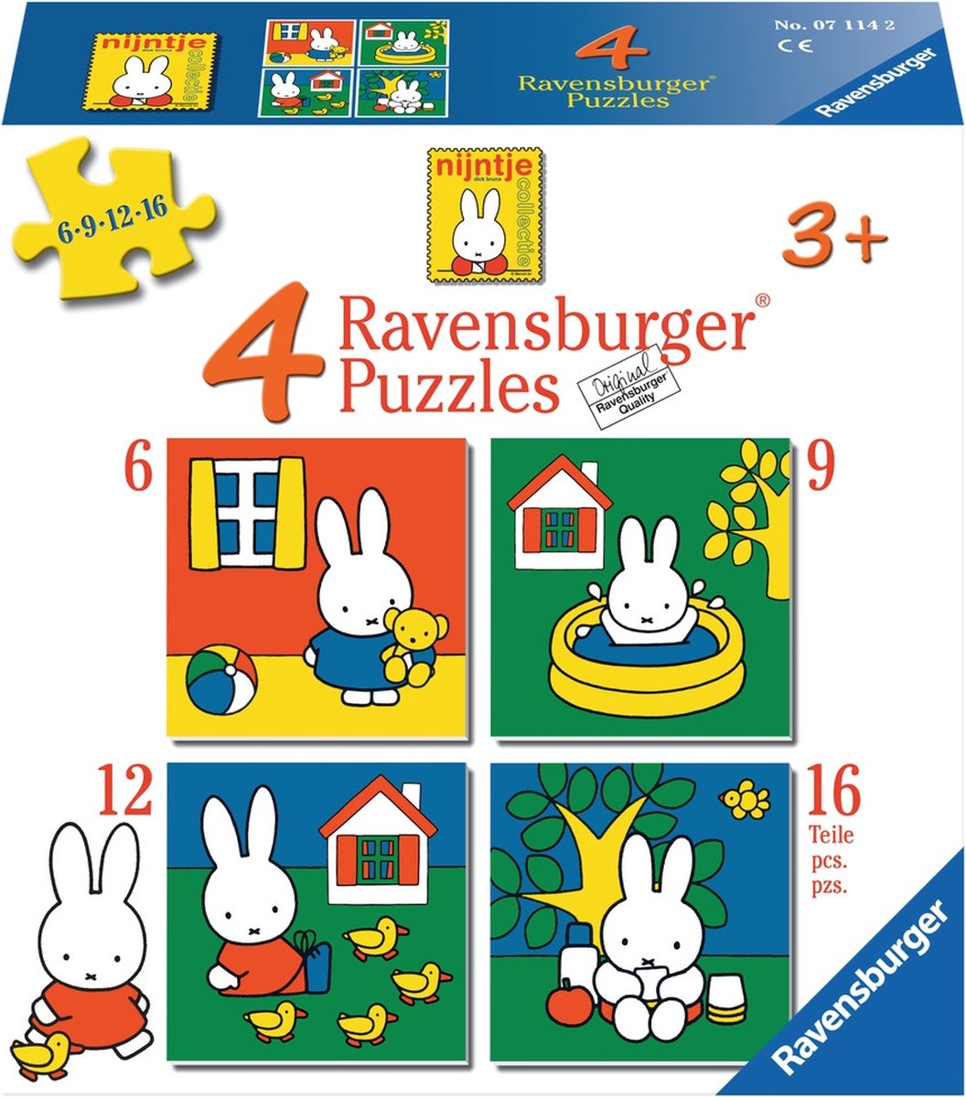 Ravensburger nijntje. vier puzzels -6+9+12+16 stukjes - kinderpuzzel