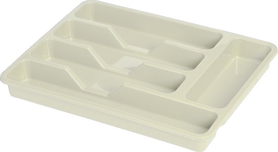 Excellent Houseware Bestekbak/keuken Organizer - 5-Vaks - Creme - 33,5 x 26,5 x 3,5 cm