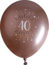 Santex verjaardag leeftijd ballonnen 40 jaar - 6x stuks - rosegoud - 30 cm - Feestartikelen