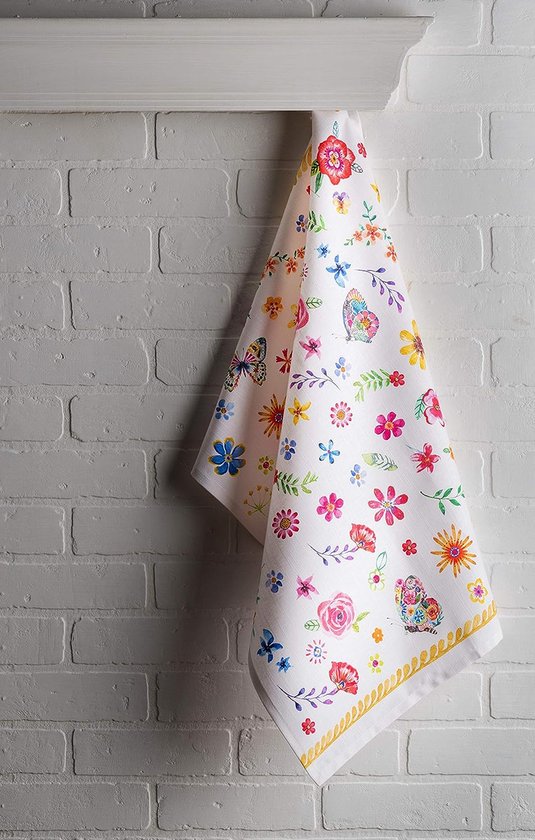Maison d'Hermine Ice Florals 100% katoen set van 3 multifunctionele keukenhanddoeken | Barhanddoeken | Thanksgiving/Kerstmis (50 cm X 70 cm) Moederdag