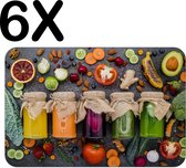 BWK Luxe Placemat - Kleurrijke Potten met Groente en Fruit - Set van 6 Placemats - 45x30 cm - 2 mm dik Vinyl - Anti Slip - Afneembaar