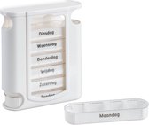 Pillendoosje voor hele week met Nederlandse tekst | Wit | 7 dagen in verschillende vakjes, 4 vakken per dag | Pillendoos | Pillen box | Medicijndoos | Medicijn box met dagaanduiding Nederlandstalig