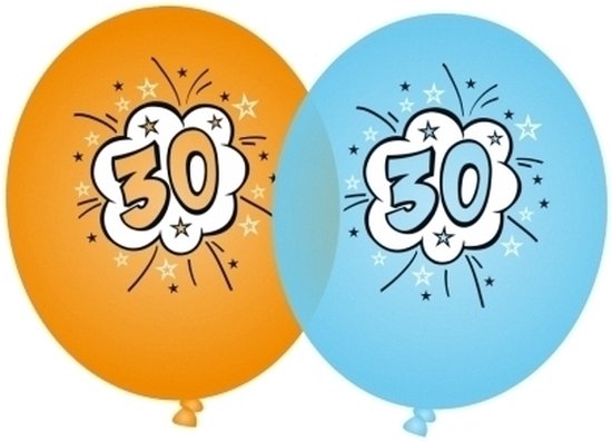 Ballons orange et bleus 30 ans - décoration 30e anniversaire