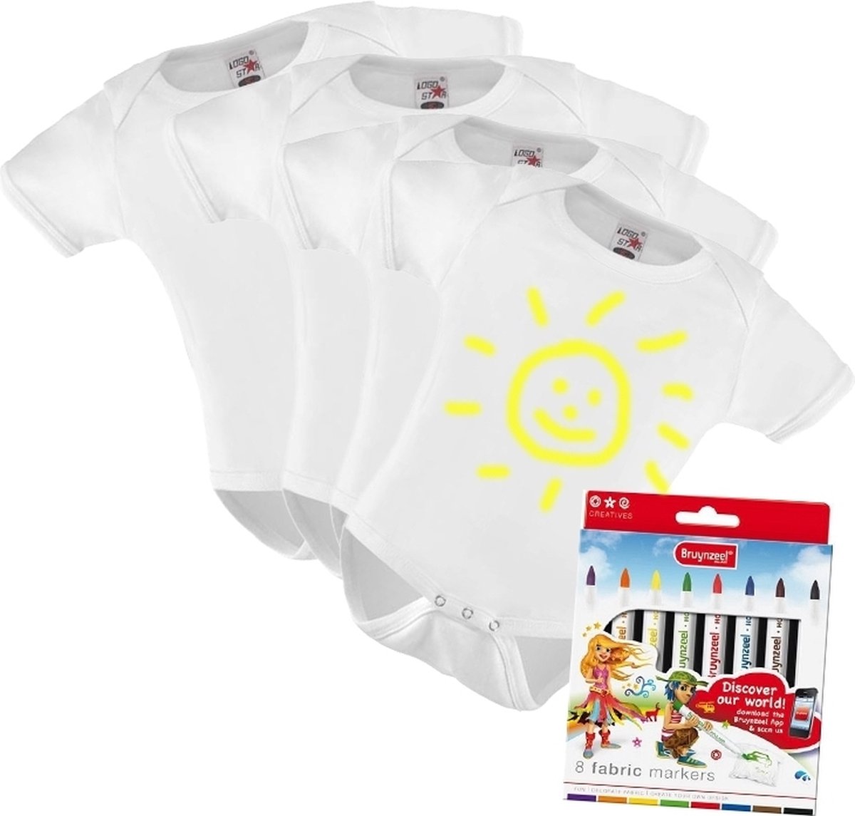 Slabbetjes Baby, 14 Witte Slabbetjes voor Schilderen, 12