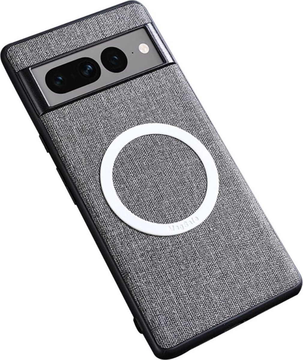 Google Pixel 8 Pro Hoesje met Stoffen Afwerking MagSafe Grijs