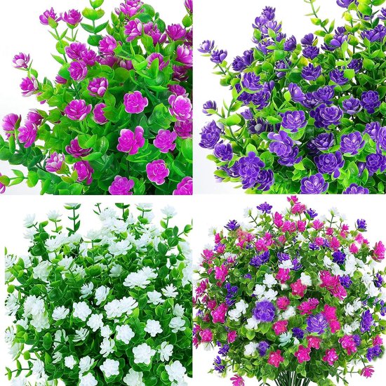 14 bundels kunstbloemen buiten 7 kleuren decoratieve nepbloemen UV-bestendig kunststof kunstplanten nepbloemen faux lavendel voor binnen buiten