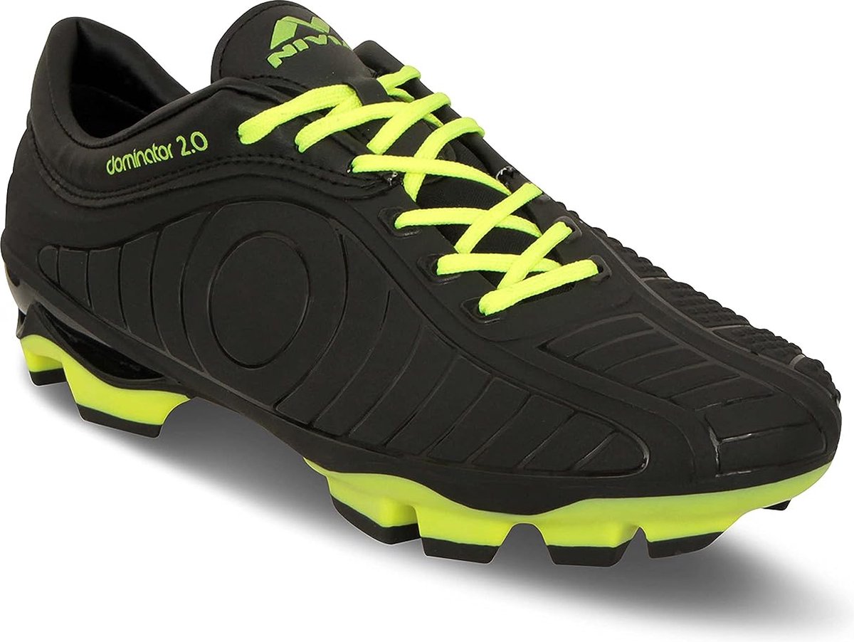 Nivia Dominator 2.0 Football Shoes (Black, 5 UK/ 6 US / 39 EU) | Thermoplastic Polyurethane | Moulded Insole | Minimal Water Absorption/Water Proof - Nivia