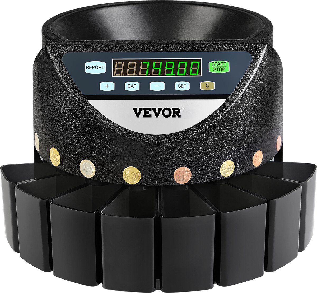 VEVOR Auto-Euro Munt Sorter Teller Machine voor Tellen Munten 220 Munten/Minuten