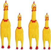 4 stuks rubber schreeuwend kippen speelgoed geel rubber piepende kippen speelgoed nieuw en duurzaam rubber kip, decompressiegereedschap gadgets
