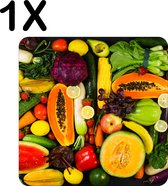 BWK Flexibele Placemat - Gezonde Groentes en Fruit - Set van 1 Placemats - 50x50 cm - PVC Doek - Afneembaar