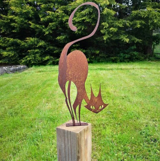 Jardin en métal Cerf Chat Chat - Décoration de jardin Animal - Statue de  jardin en
