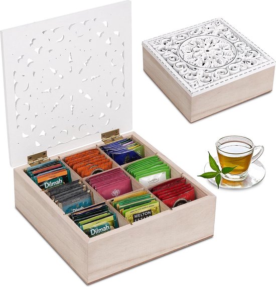 Boîte de rangement pour thé avec 8 compartiments, boîte de rangement pour  sachets de | bol