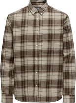 Only & Sons Overhemd Onsluka Reg Ls Check Shirt 22027308 Hot Fudge Mannen Maat - L