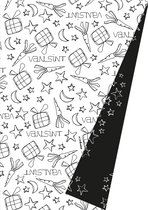 Inpakpapier Sinterklaaspapier Zwart Wit Doodles- Breedte 30 cm - 125m lang