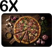 BWK Stevige Placemat - Heerlijke Traditionele Pizza met Knoflook en Ui - Set van 6 Placemats - 45x30 cm - 1 mm dik Polystyreen - Afneembaar