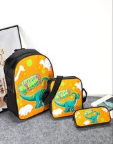 JPC - BACK2SCHOOL Tassen Pakket - Dino - Dinosaurus- Jongens - Basisschool - Rugtas, Etui, Lunch / Gymtas / Crossbodytas