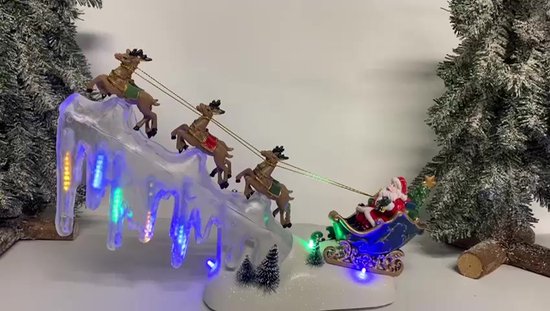 Livre de Noël lanterne à neige, Père Noël dans un traîneau