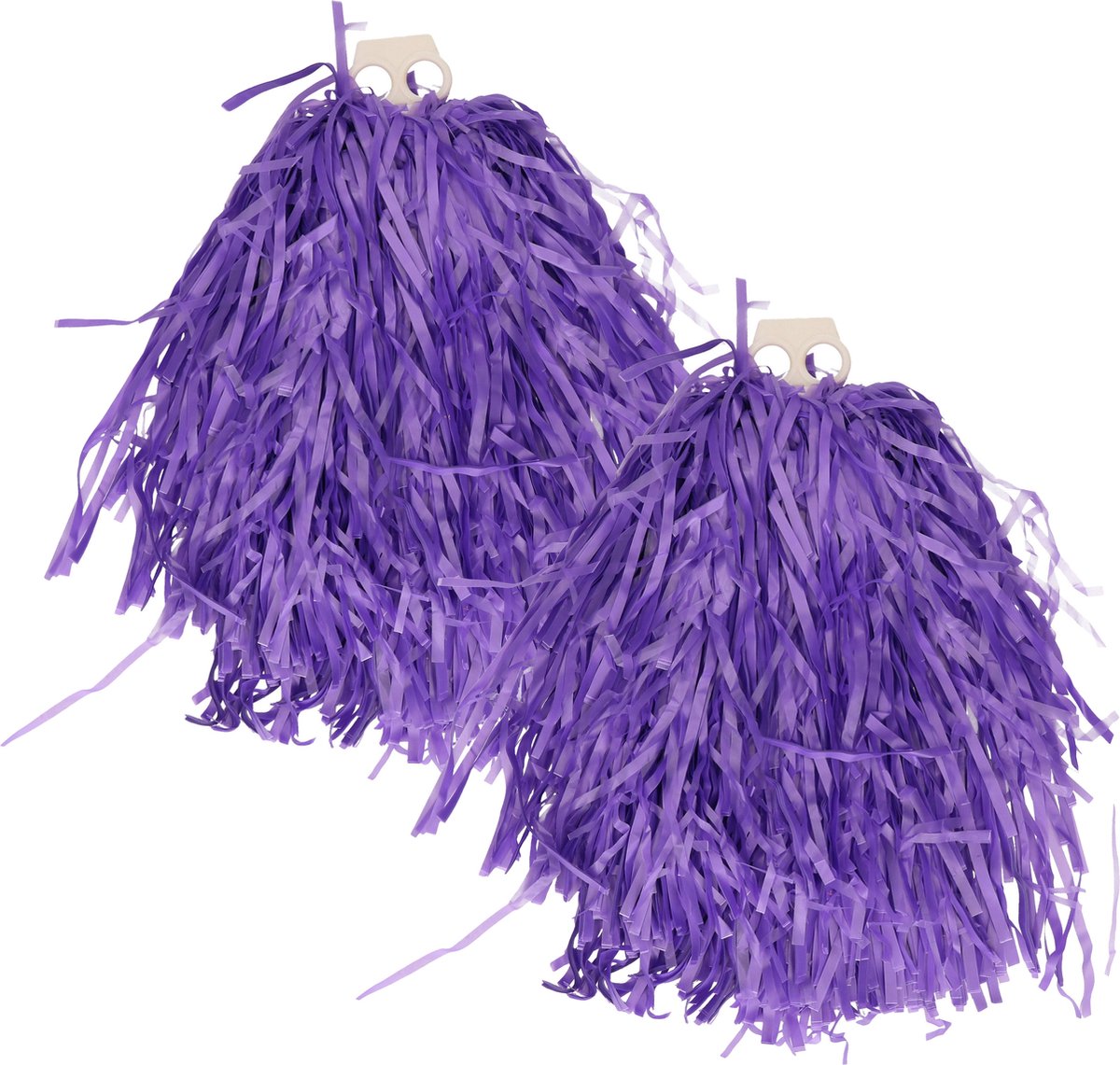 6x Pièces cheerball / pompon violet avec poignée anneau 28 cm