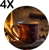BWK Stevige Ronde Placemat - Kop Koffie in de Wildernis - Set van 4 Placemats - 40x40 cm - 1 mm dik Polystyreen - Afneembaar