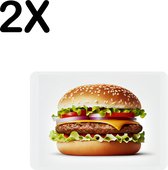 BWK Stevige Placemat - Perfecte Hamburger op Lichte Achtergrond - Set van 2 Placemats - 35x25 cm - 1 mm dik Polystyreen - Afneembaar