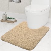 Antislip zacht toilettapijt met uitsparing 51 x 61 cm, absorberende badmatstandaard toilet, wasbare badmatten voor toilet, beige