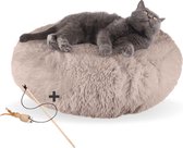 AdomniaGoods - Luxe kattenmand - Hondenmand - Antislip kattenkussen - Wasbaar hondenkussen - Bruin 60 cm