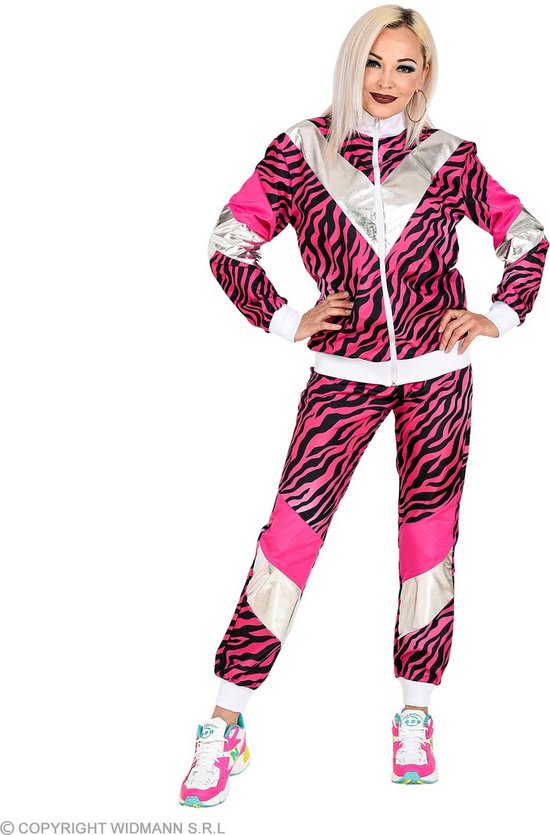 Widmann - Jaren 80 & 90 Kostuum - Tijgerlicious Roze Jaren 80 Kostuum - Roze - Medium - Carnavalskleding - Verkleedkleding