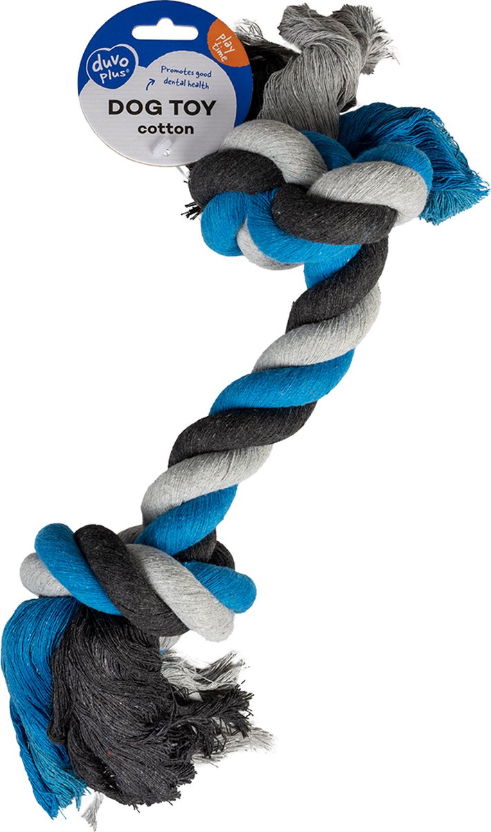 Dogtoy knoop katoen - blauw/grijs - XXL 45cm