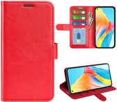 Oppo A78 (5G) Hoesje - MobyDefend Wallet Book Case (Sluiting Achterkant) - Rood - GSM Hoesje - Telefoonhoesje Geschikt Voor Oppo A78