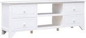 The Living Store TV-meubel - Massief paulowniahout - Wit - 108 x 30 x 40 cm - 2 vakken - 4 lades