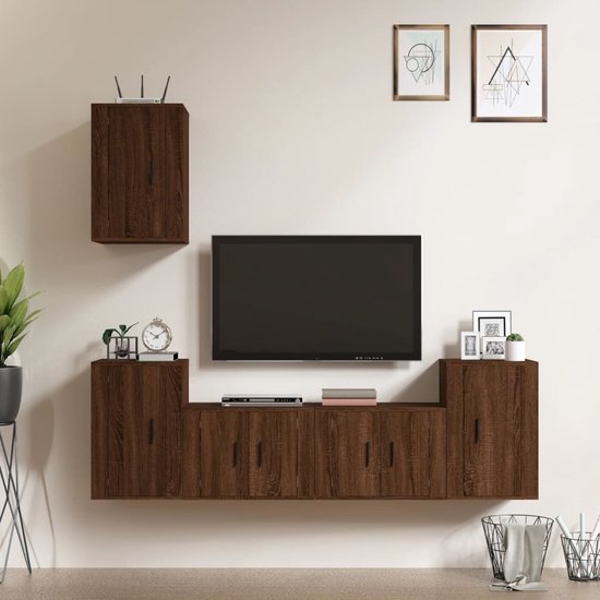 The Living Store Ensemble de meubles TV 5 pièces décorés en bois couleur  chêne marron... | bol