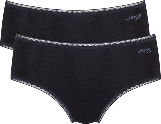 Sloggi dames Basic Midi GO organische slip 2-pack  - XL  - Zwart