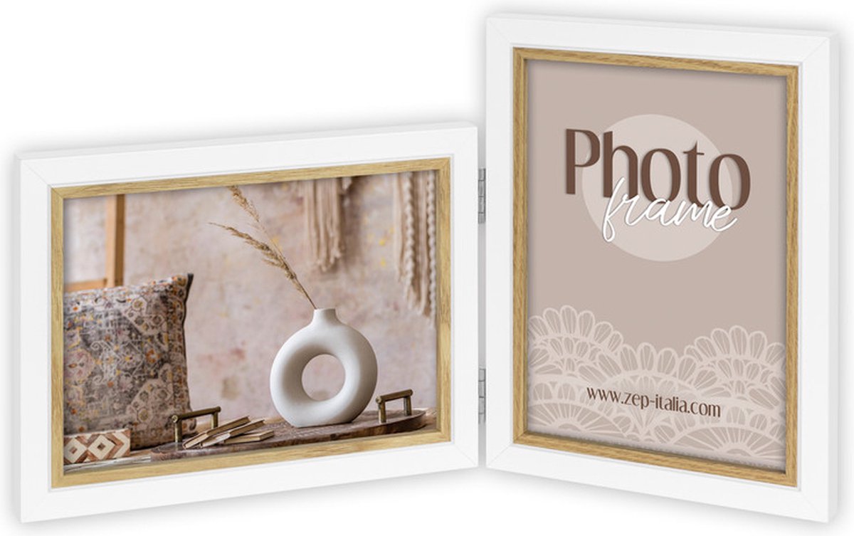 Zep Duo Houten fotolijst wit/bruin Ayas 2L voor 2 foto's 13x18 - CV437