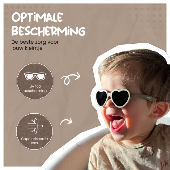 Maesy - baby zonnebril Maes - 0-2 jaar - flexibel buigbaar - verstelbaar elastiek - gepolariseerde UV400 bescherming - jongens en meisjes - hartvormige babyzonnebril - licht blauw van Maesy — afbeelding 3