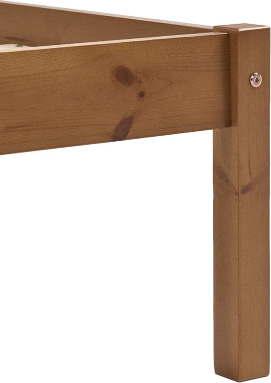 The Living Store Cadre de Lit en Bois Massief - 160x200 cm - Marron Miel
