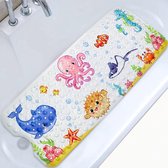Tapis de bain antidérapant pour enfants (100 x 40 cm), tapis de bain image d'animaux marins avec 200 ventouses, tapis antidérapant pour baignoire, résistant à la moisissure, lavable en machine