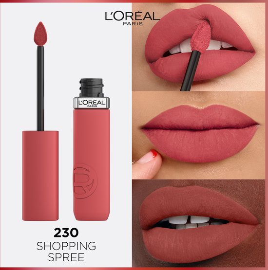 L'Oréal Paris Infaillible Matte Resistance lippenstift – 230 Shopping Spree – Langhoudende vloeibare lipstick met een matte finish – 5ml
