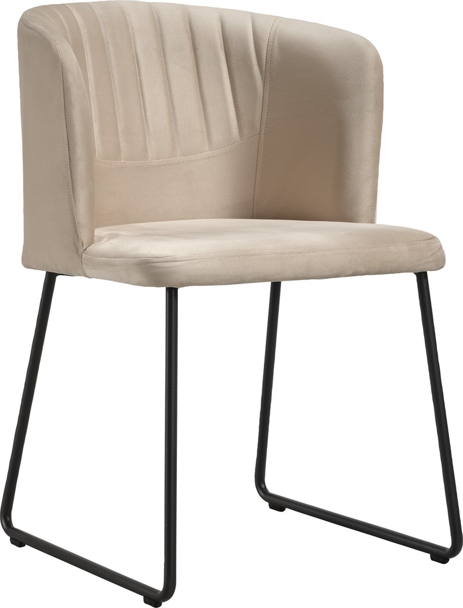 Soof&Tess - Set van 2 - Siena Eetkamerstoel - Beige - Fluweel - Velvet - Industrieel - Met