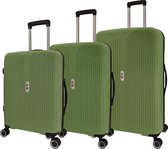 SB Travelbags 3 delige kofferset 4 dubbele wielen trolley - Groen - TSA slot