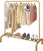 Kledingrek 110 cm metalen kledingroede kledingroede kledingkast met voet voor jassen, rokken, overhemden, truien, goud