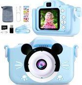 Digitale Kindercamera - Speelgoed Camera - Blauw - 1080P - 32GB - Siliconen Beschermhoes - USB Oplaadbaar