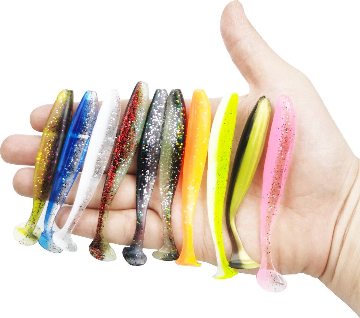 Twister mix - 10 stuks - 9 centimeter - visaas - twisters- hengelsport - roofvissen - softbait -