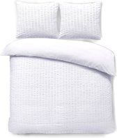 Housse de Couette Husch Seersucker - 240x200/220 - Wit - Katoen - Respirant Et Doux Pour La Peau