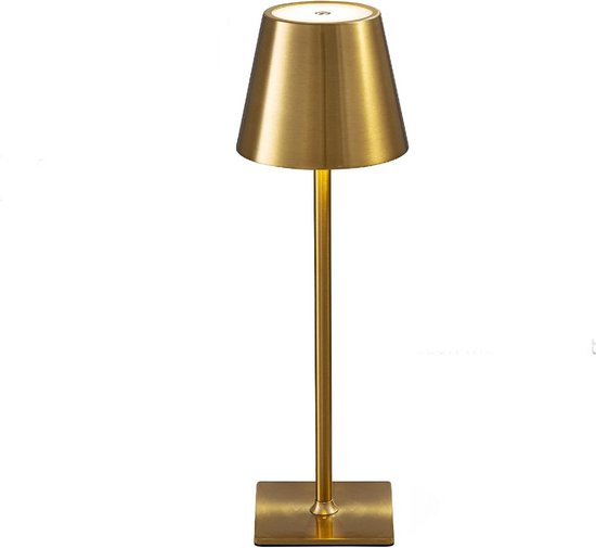 Oplaadbare tafellamp dimbaar goud aluminium 2700K Bureaulamp Waterdicht