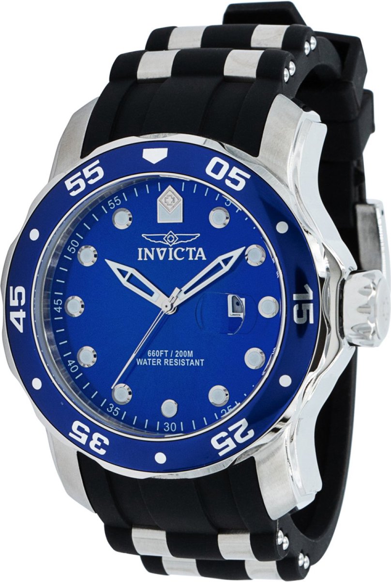 Invicta Pro Diver 39096 Heren Horloge - Waterdicht - Analoog - Quartz Uurwerk - Roestvrij Staal met blauwe Wijzerplaat -48mm