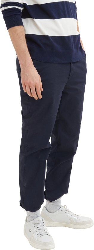 Tom Tailor Denim Korte relaxed fit broek met structuurmotief in zwart