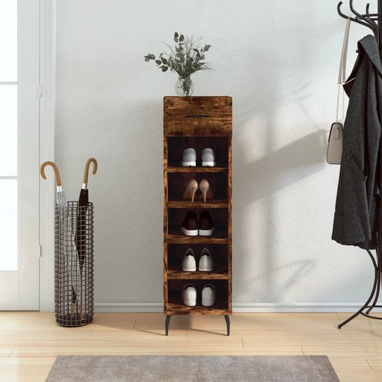 vidaXL Schoenenkast 30x35x105 cm bewerkt hout zwart, schoenenopberger, schoenenorganiser, schoenenschap, opberger voor schoenen, schoenenrek