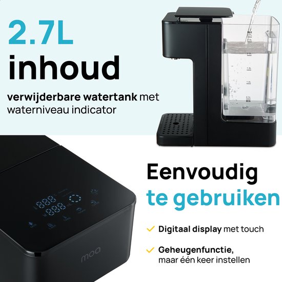 Distributeur d'eau chaude MOA - Bouilloire instantanée de Luxe - Avec affichage numérique - 2,7 litres - HWD20B