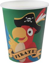Santex piraten thema feest wegwerp bekertjes - 10x stuks - 270 ml - karton - piraat themafeest